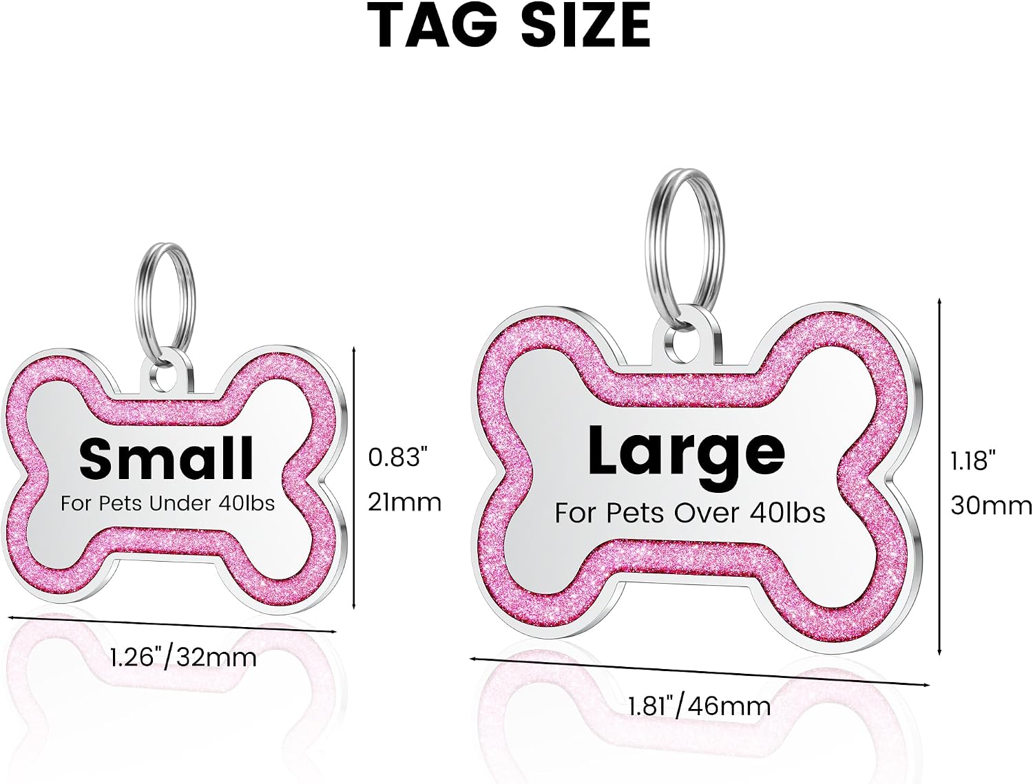 Durable personalized stainless steel cat identity tag with sparkling pink inlay
