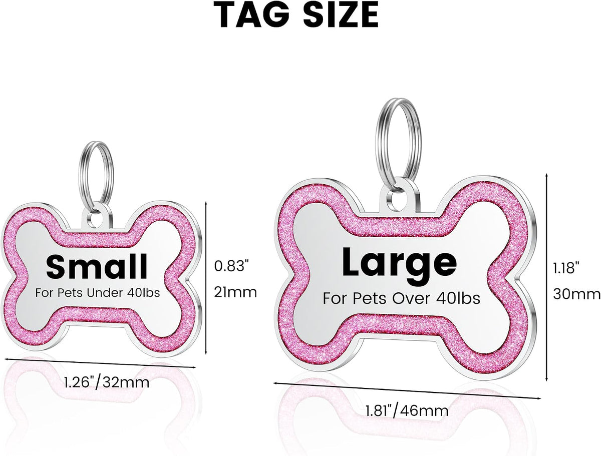 Durable personalized stainless steel cat identity tag with sparkling pink inlay