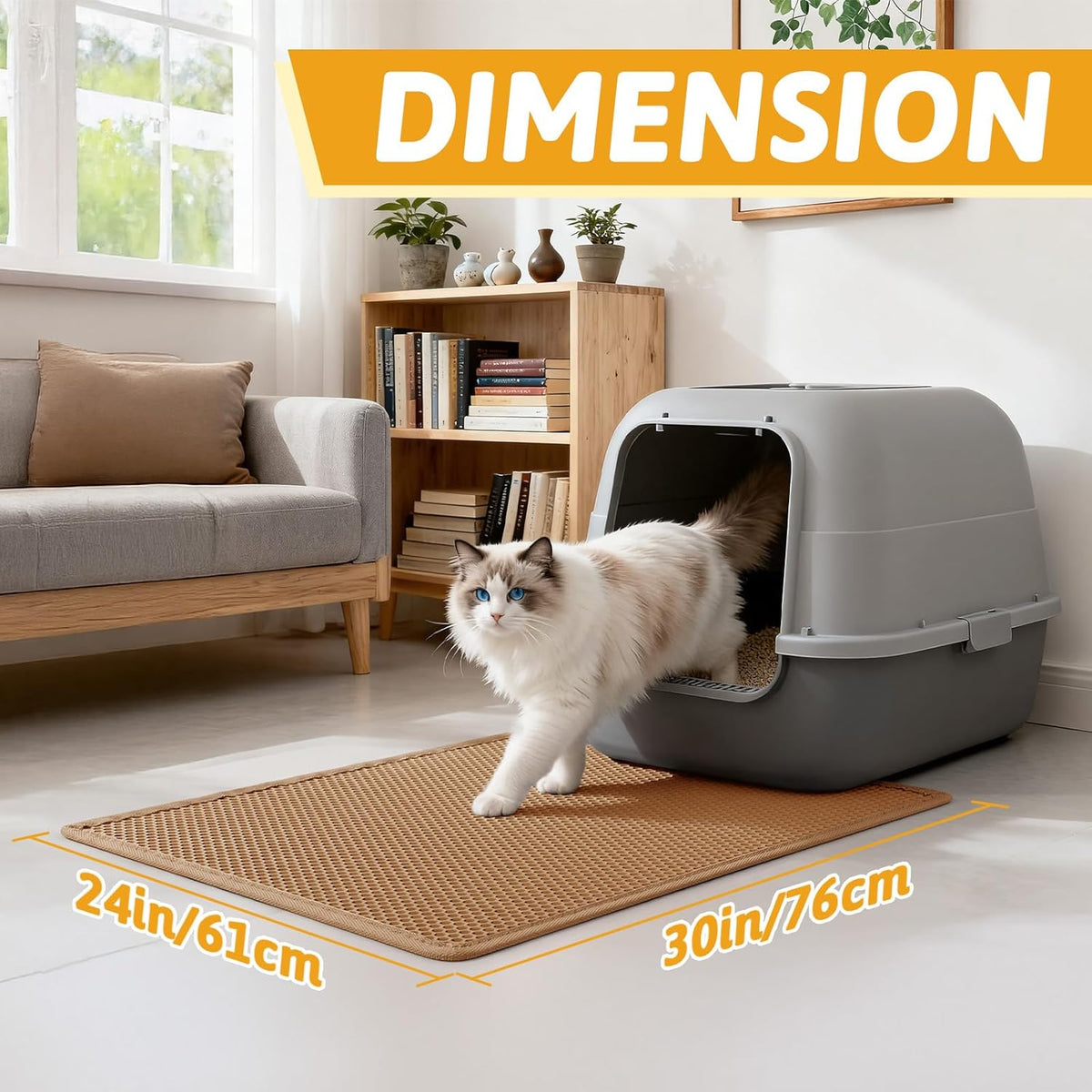 Pieviev jumbo cat litter mat laid flat on floor surface