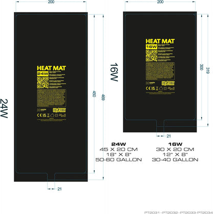 Sixteen watt PTC carbon fiber heating pad for amphibians