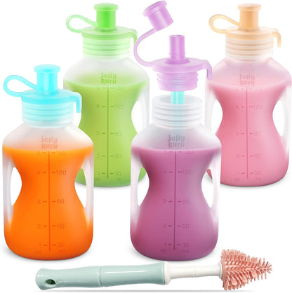 Jelly Ruru silicone reusable baby food pouches front view