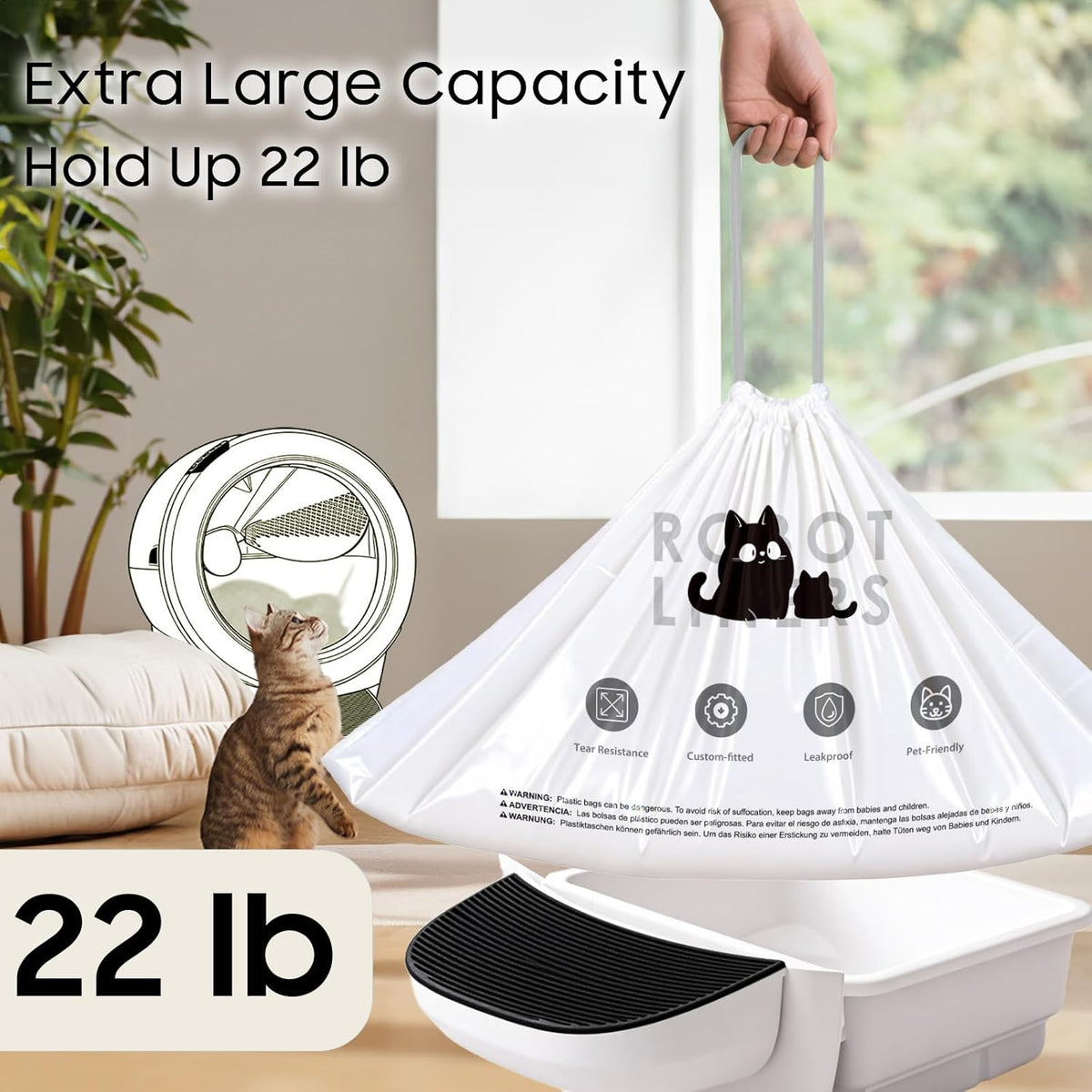 AWoHH 120 pack cat litter box liners tear resistant test demonstration