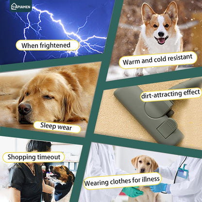Papiamen imported pet anxiety wrap being applied to a medium dog
