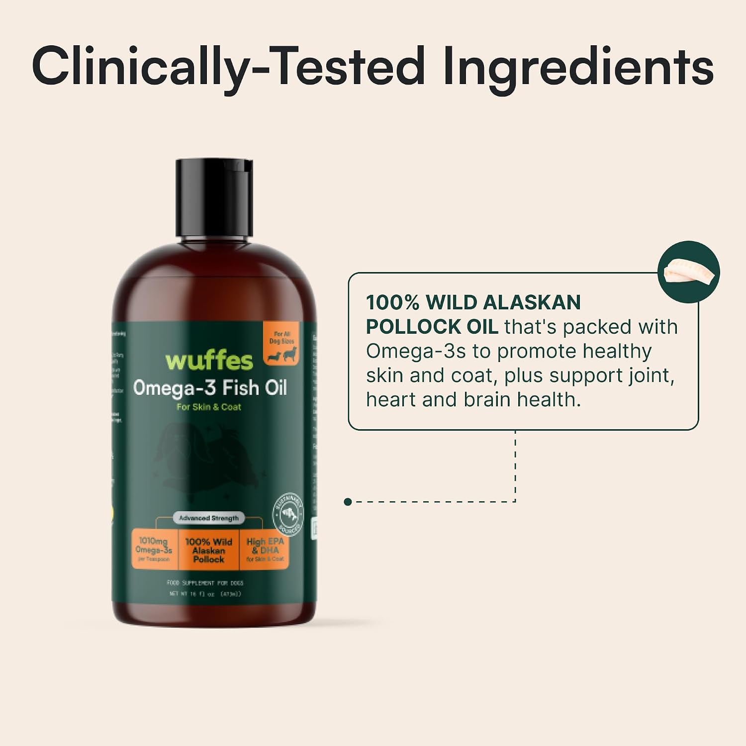 Wuffes 16 ounce natural EPA and DHA fatty acids liquid supplement