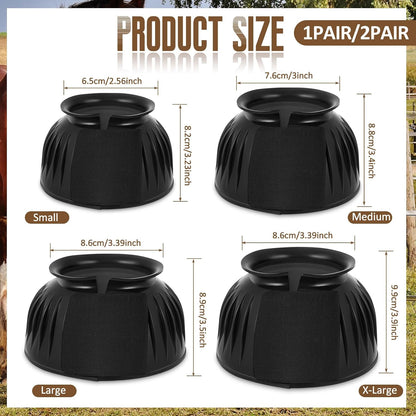 Side angle of black horse care boots showcasing the secure closure system.