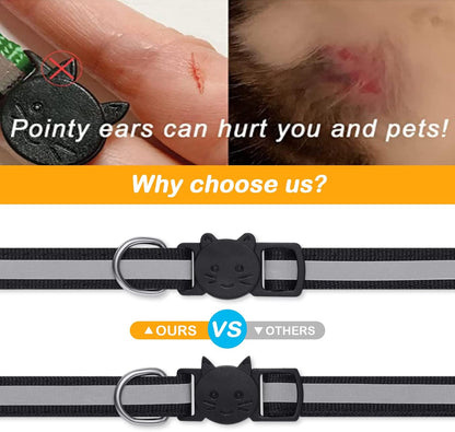Extodry cat collar showing reflective material in dark
