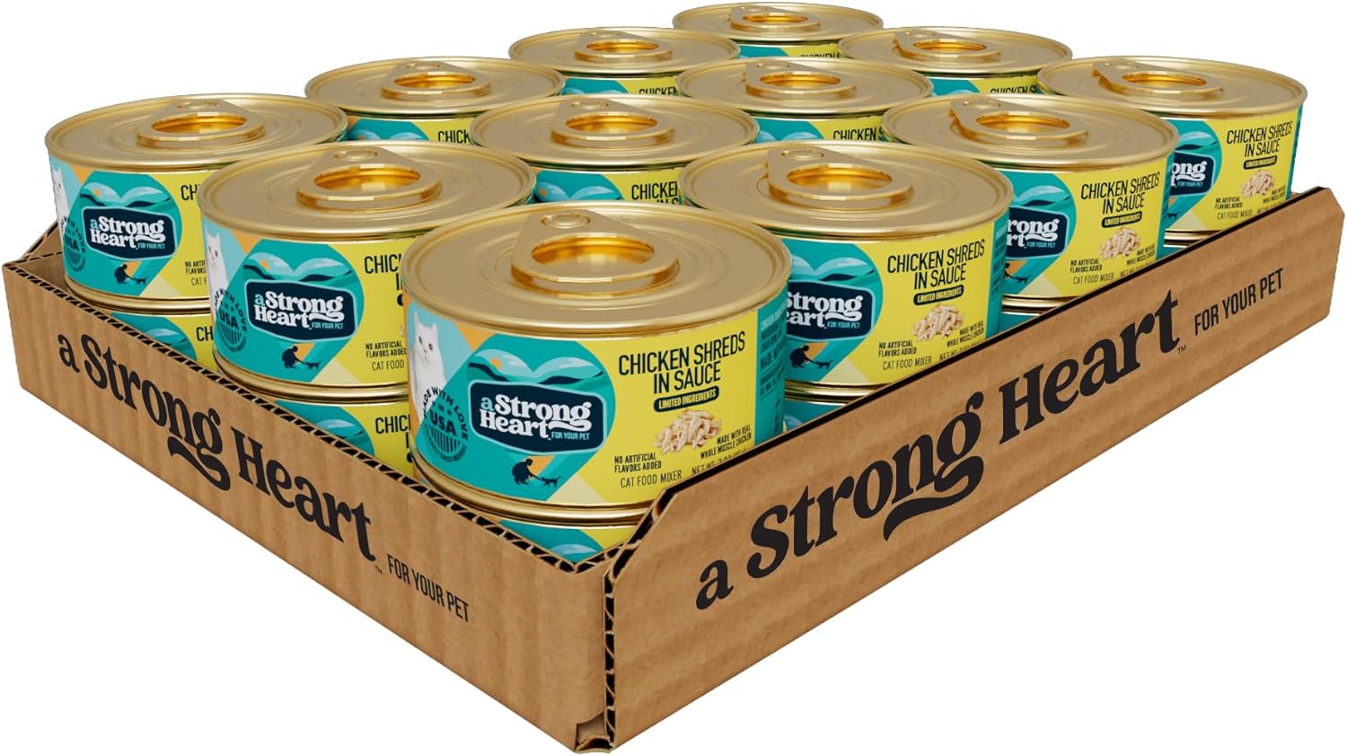 A Strong Heart Wet Cat Food, Chicken & Pumpkin Shreds in Gravy, Made with Whole Muscle Chicken, Made in the USA, 3oz Can (Pack of 24) - Image 12