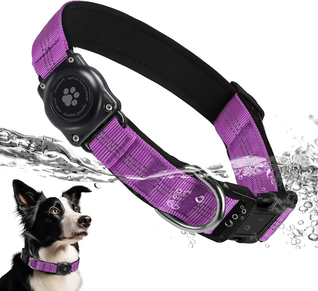 Upgraded AirTag Dog Collar, IP68 Waterproof Air Tag Dog Collar Holder, Reflective, Ultra-Durable, Comfortable Padded, Heavy Duty Dog Collars for Small Medium Large Dogs (M (12.6"-17.1"), Blue) - Image 11