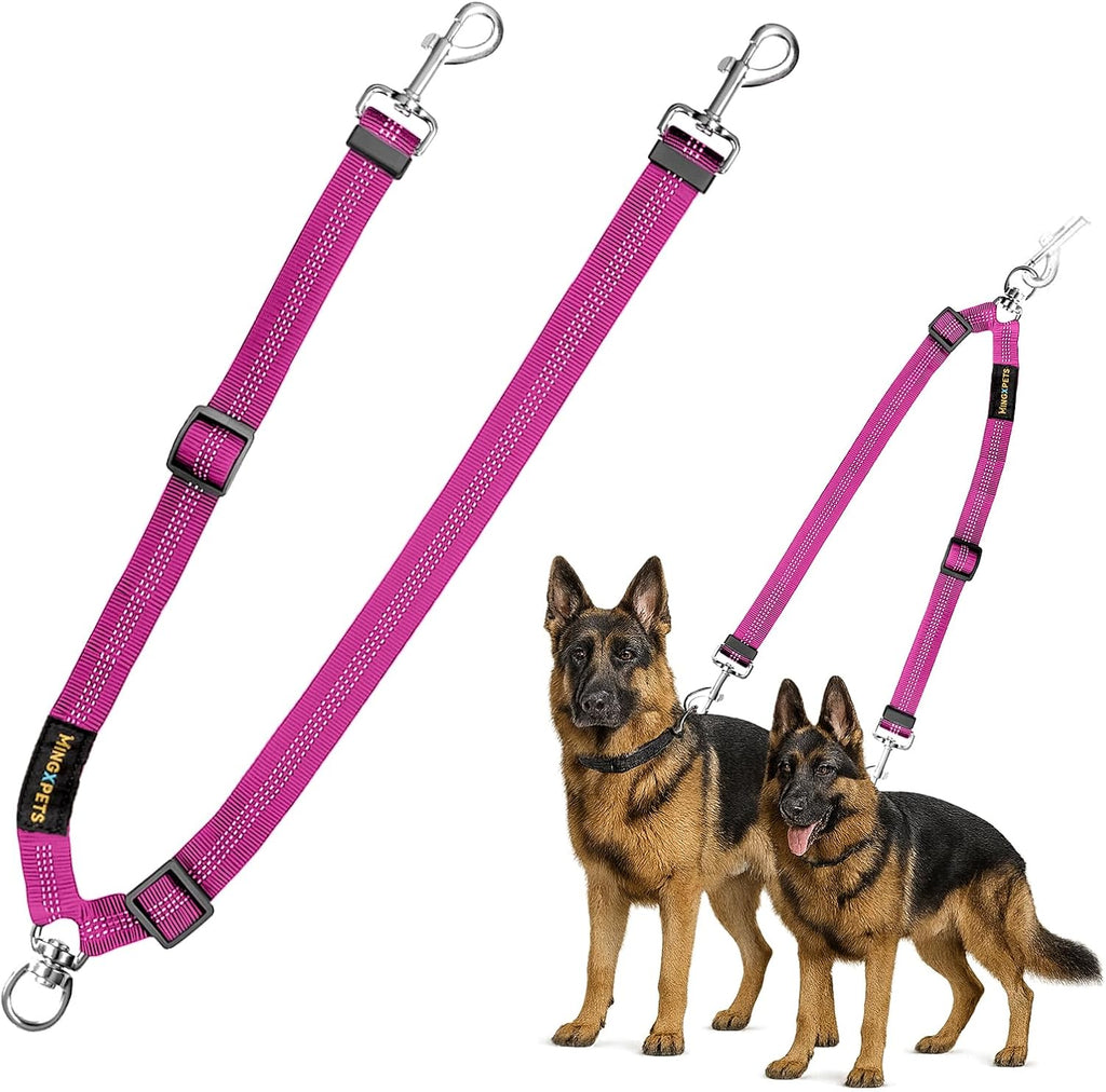MingXpet Double Dog Leash for Two Dogs, No Pull Dog Leash, 360 degrees Swivel No Tangle for Small Dogs Walking & Training, Shock Absorbing Reflective Bungee, Black - Image 10