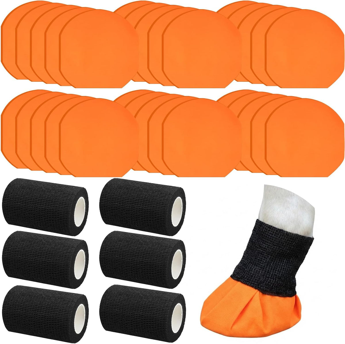 Aliceset horse hoof tape and vet wrap kit front view orange adhesive pads for equine care