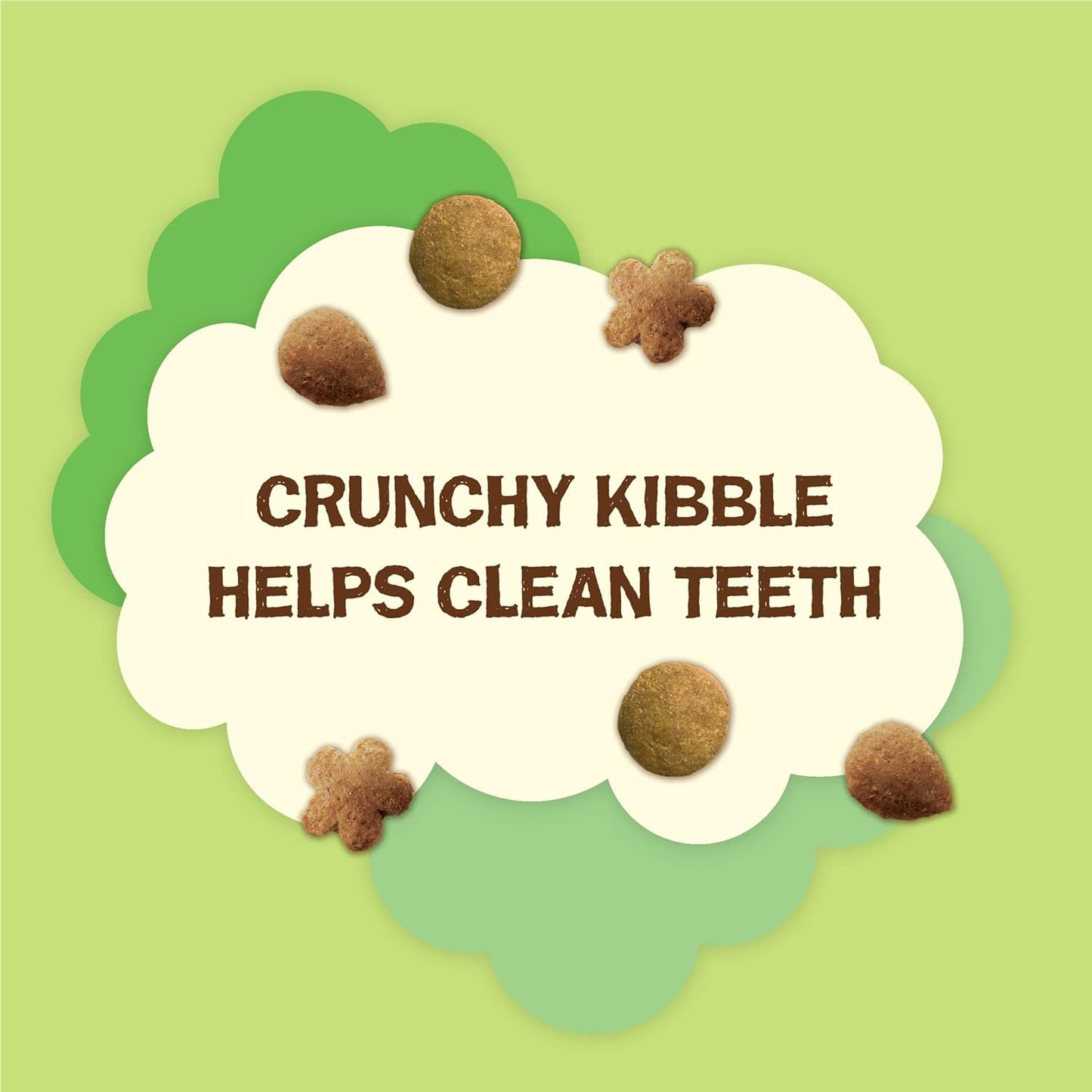 Authentic Friskies pet snacks crunchy kibble close up view.