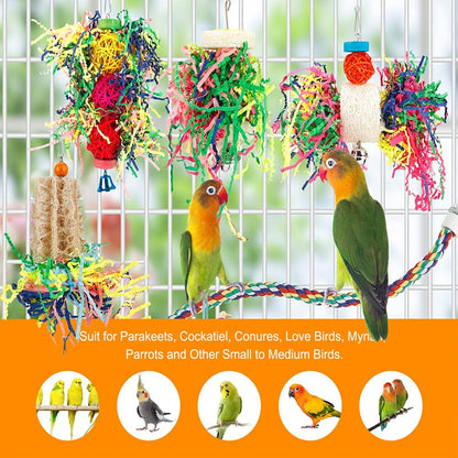 Colorful bird rope perch for conure and cockatiel foot exercise