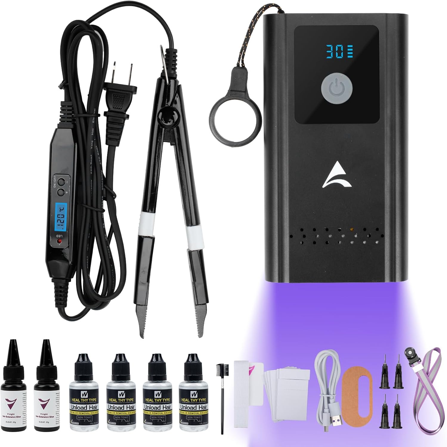Iniceviolet Professional V Light Hair Extension Kit with machine and tools