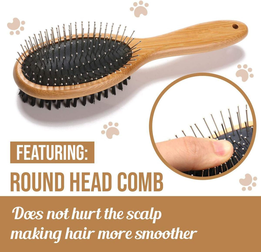 Soft bristle side of the dual pet grooming comb for shine