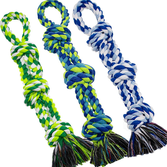 WDZZHOT heavy duty dog rope toys three pack front view for large breed aggressive chewers