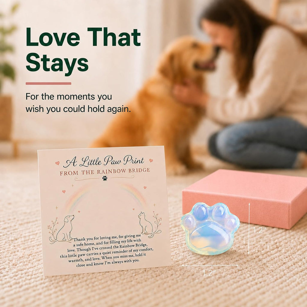 Pet Loss Sympathy Gift, Opalite Paw with Rainbow Bridge Card, in Loving Memory Keepsake, Pet Bereavement Comfort Gift, Pocket Hug for Dog Cat Loss & Grief Support for Pet Owners - Image 5