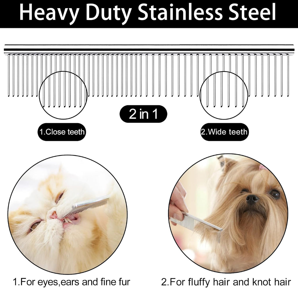 Professional pet grooming scissors set showing curved and thinning shears.