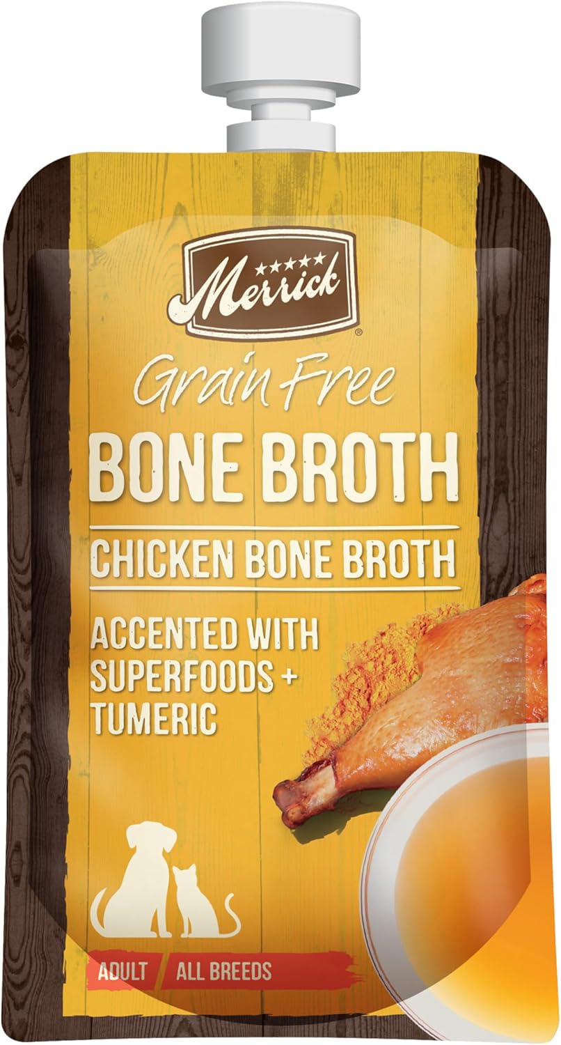 Merrick Grain Free Bone Broth, Premium Human Grade And Gluten Free Dog And Cat Food Topper Pouches, Chicken - 16 oz. Pouch - Image 12