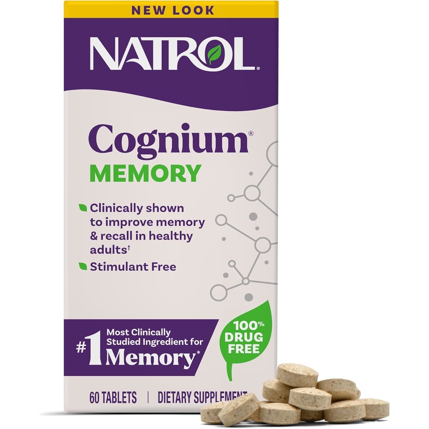 Natrol Cognium Memory 60 Tablets front view for brain health support