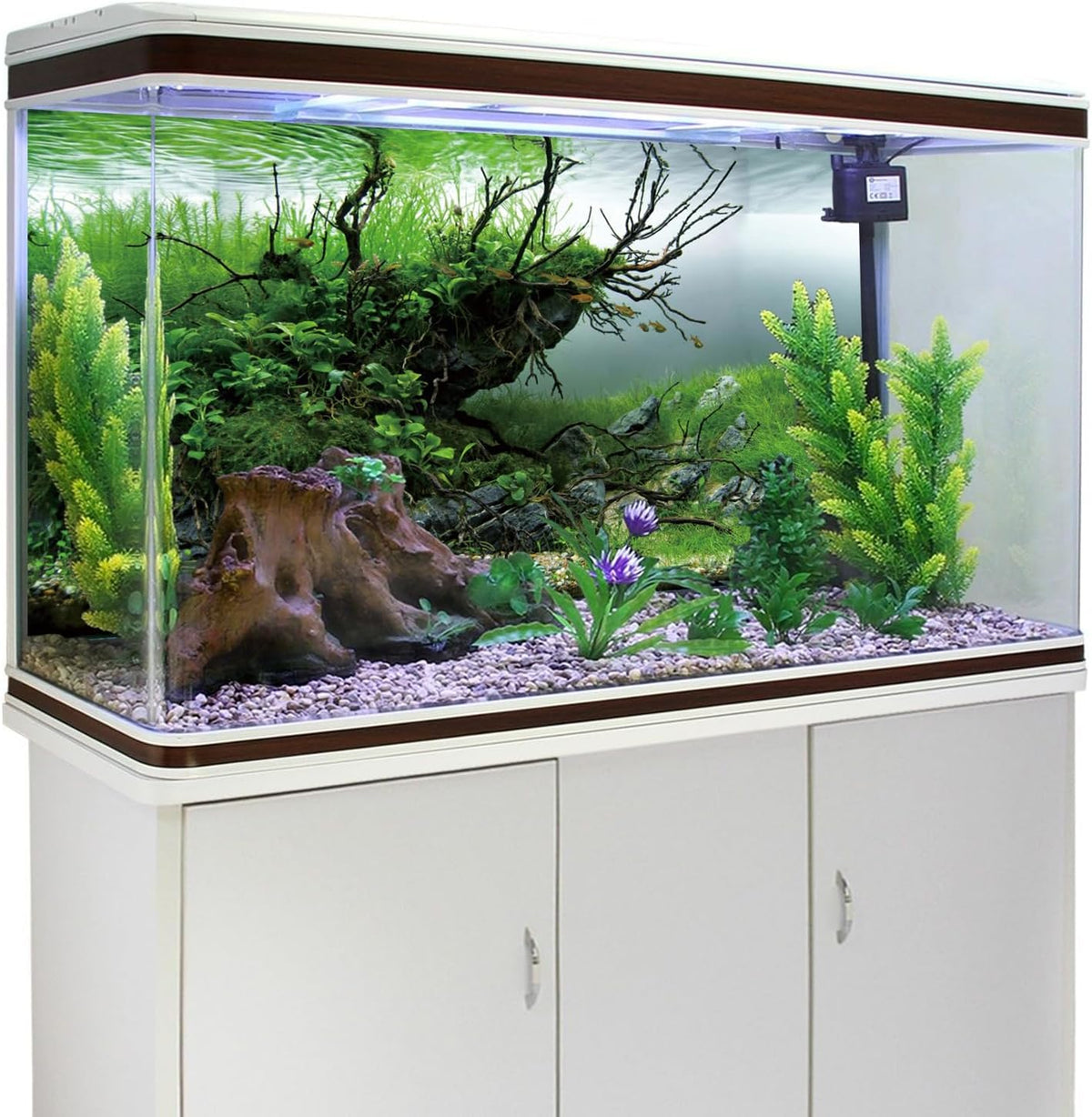 Non glare imported aquarium poster attached to the exterior back of a fish tank