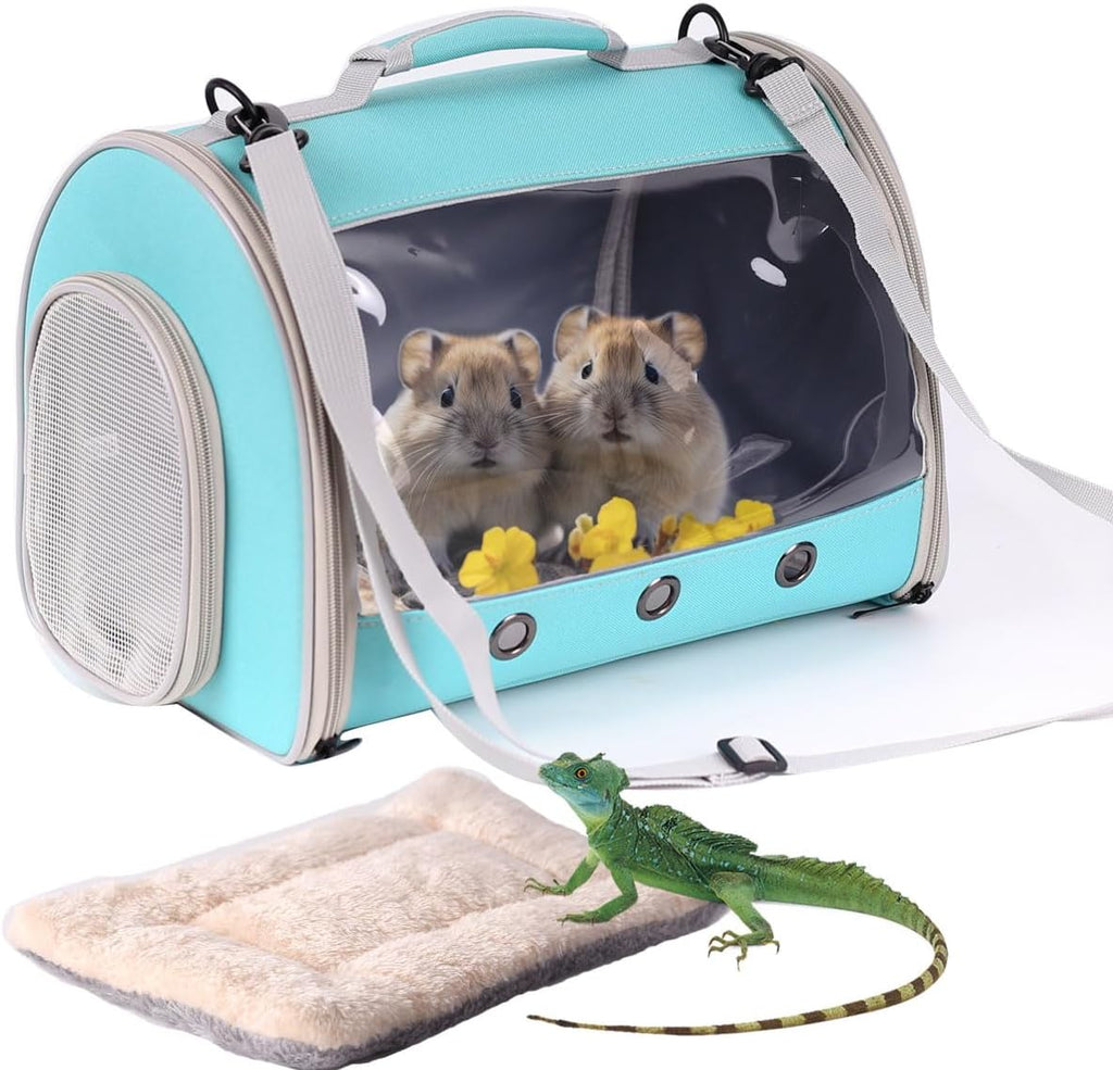 Bearded Dragon Travel Carrier Backpack,Lizard Backpack Carrier,Space Capsule Clear Bubble Window Astronaut Reptile Carrier Backpack for Guinea Pig,Sugar Glider,Bunny (Black, TPU Carrier+MAT) - Image 12
