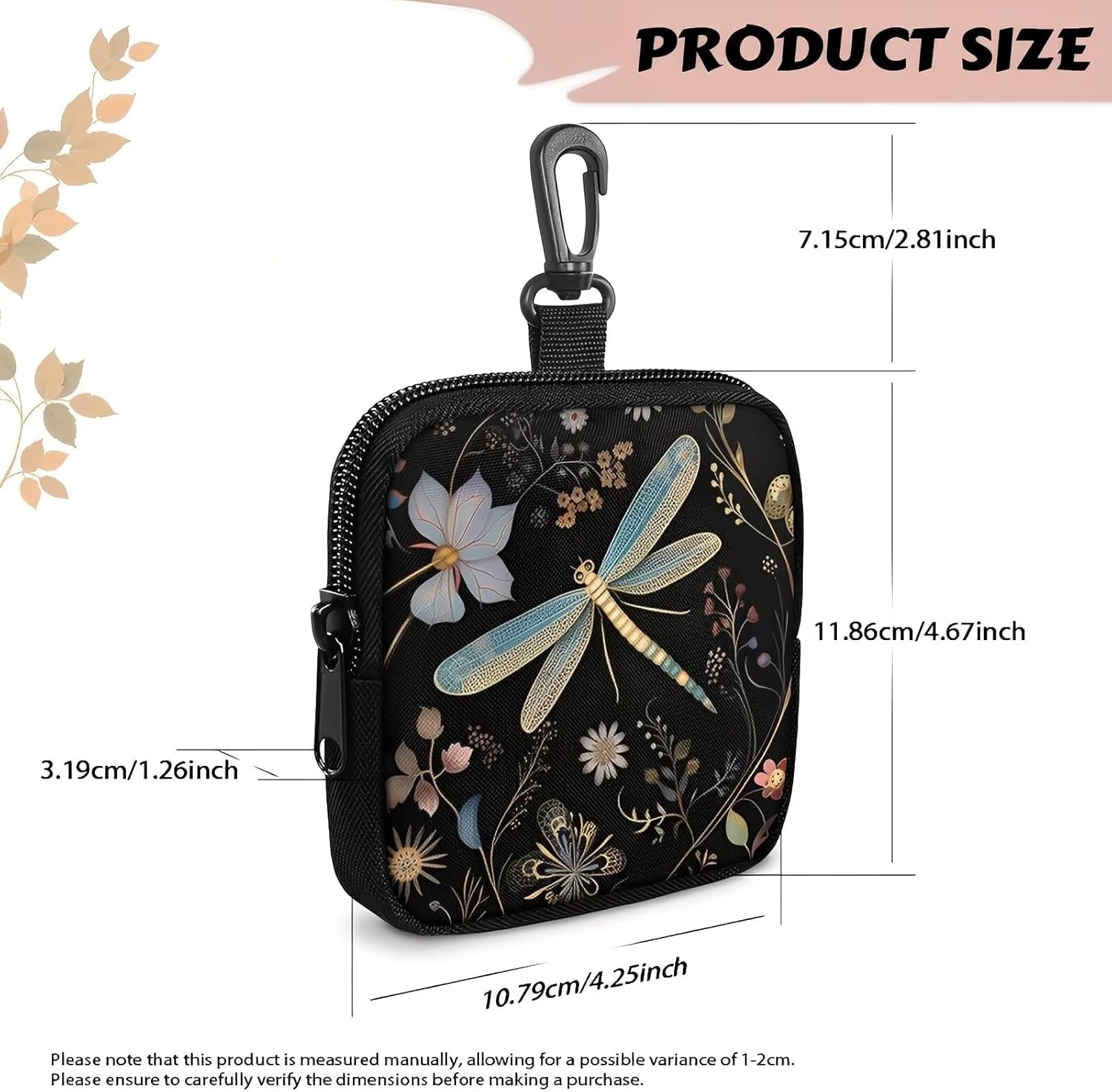 Floral pattern hanging wallet for earphones and keys