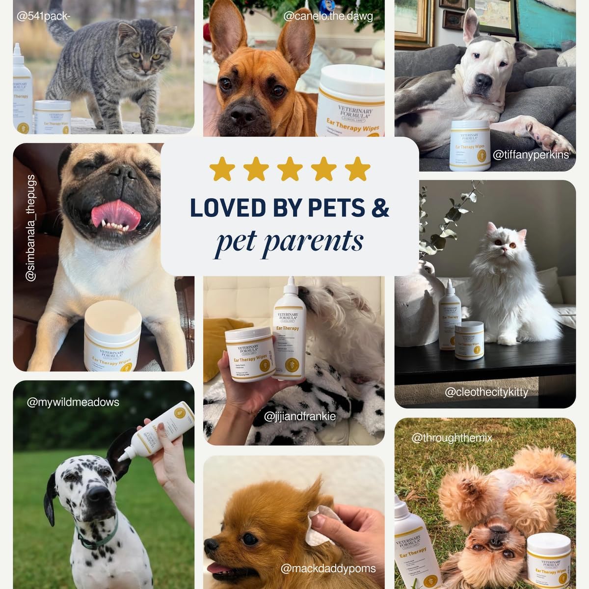 Instructions on how to use Veterinary Formula pet ear wipes