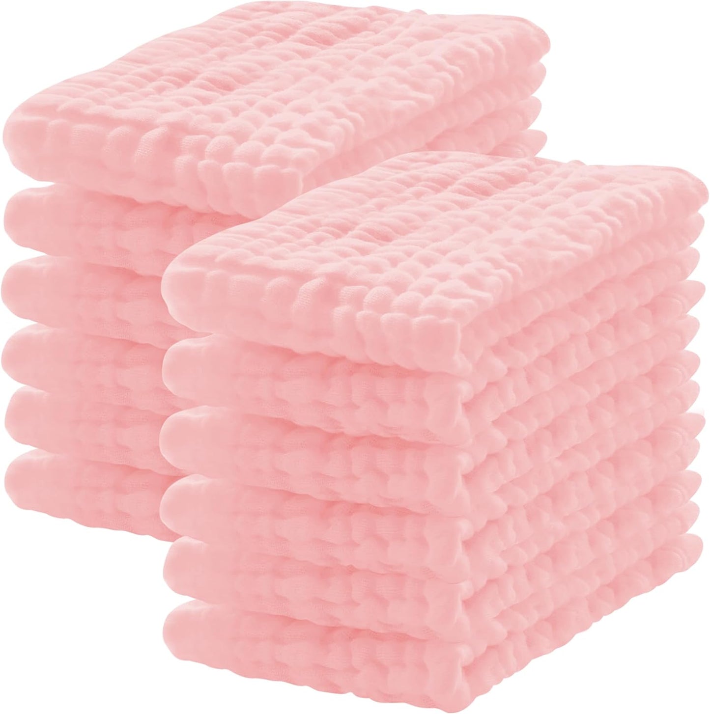 12 Pack Muslin Burp Cloths 100% Cotton Muslin Cloths Large 20''x10'' Extra Soft and Absorbent Baby Burping Cloth - Pink - Image 1
