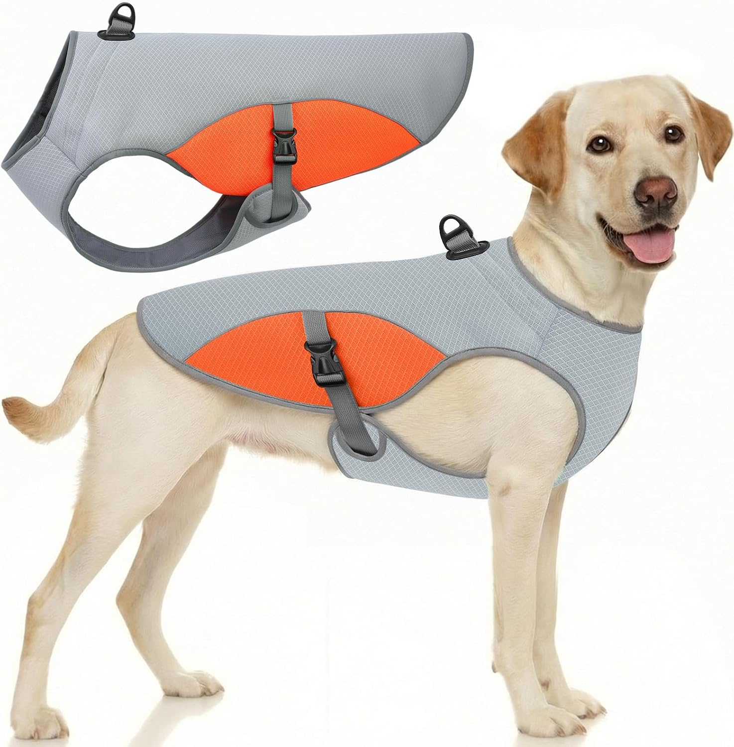 Dog Cooling Jacket for Large Dogs, Pet Cooling Vest with Mesh and D Ring, Dog Reflective Stripe Cooler Jacket for Beach, Hiking, Walking, Blue-L - Image 15