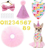 PET SHOW Pink Crown Dog Birthday Party Hat for Girls Reusable Birthday Party Cat Kitten Headband with 0-9 Figures Charms Grooming Accessories with Glue Pack of 1 - Image 10