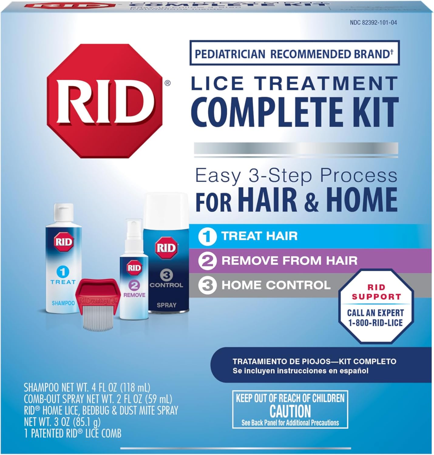 RID Lice Treatment Complete Kit front view 4 piece set