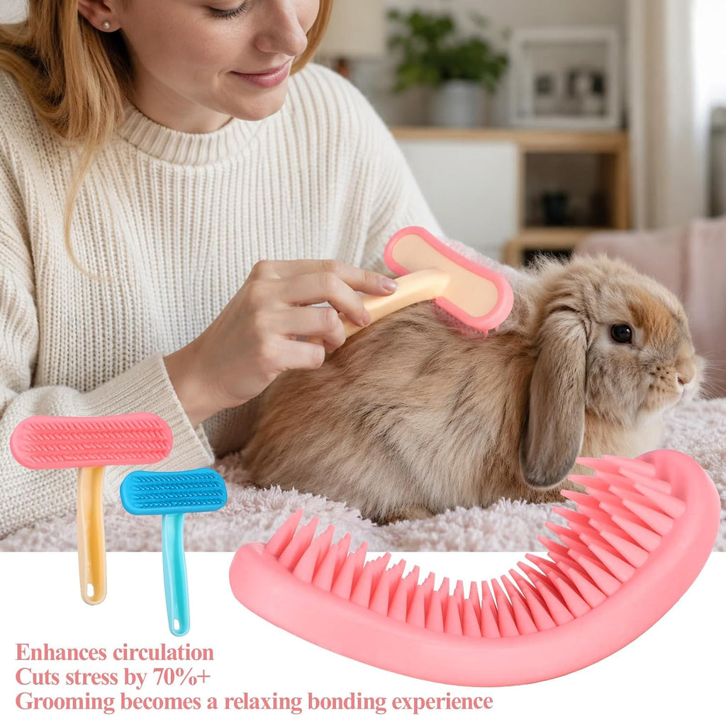 Two pieces rabbit grooming kit for managing seasonal shedding in guinea pigs and chinchillas