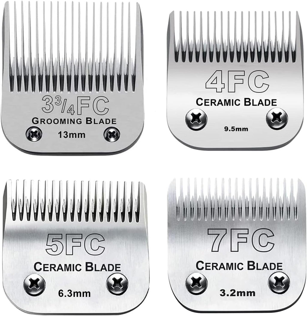 Audoc Detachable Dog Grooming Clipper Blades 4 piece kit front view