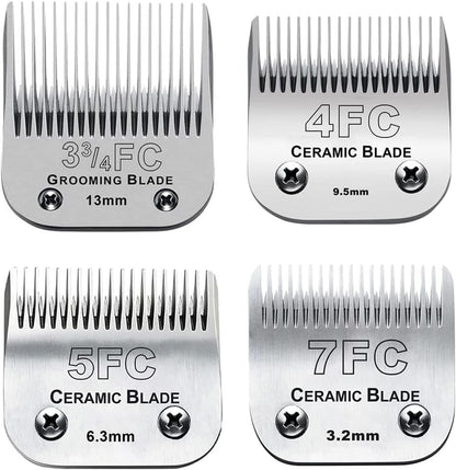 Audoc Detachable Dog Grooming Clipper Blades 4 piece kit front view