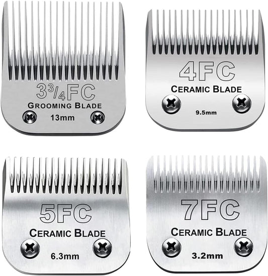 Audoc Detachable Dog Grooming Clipper Blades 4 piece kit front view