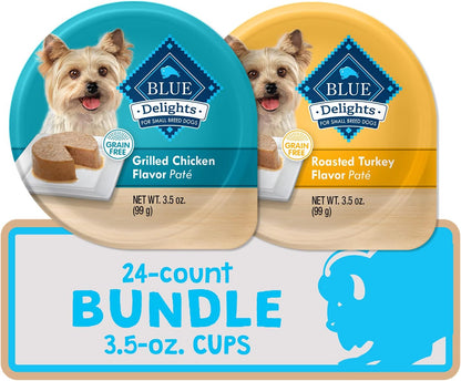 Blue Buffalo Delights Variety Pack Natural Grain Free Wet Dog Food for Small Breed Dogs (Top Sirloin Flavor Pat and Grilled Chicken Flavor Pat) with Natural Ingredients, 3.5-oz. Each (12 Cups) - Image 13