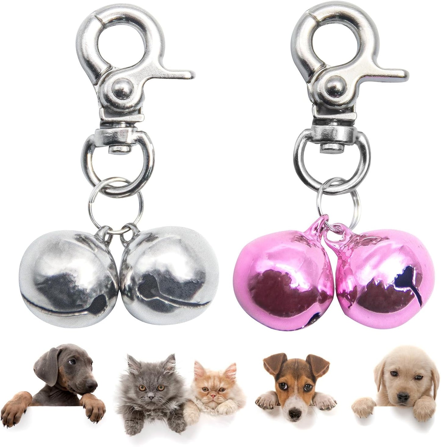 SCENEREAL Bells for Dog Collars - 2 Pack Pet Hanging Ring Bell Accessories for Dog & Cat, Pet Pendant Collar Charm with Heavy Duty Snap Clips - Image 10