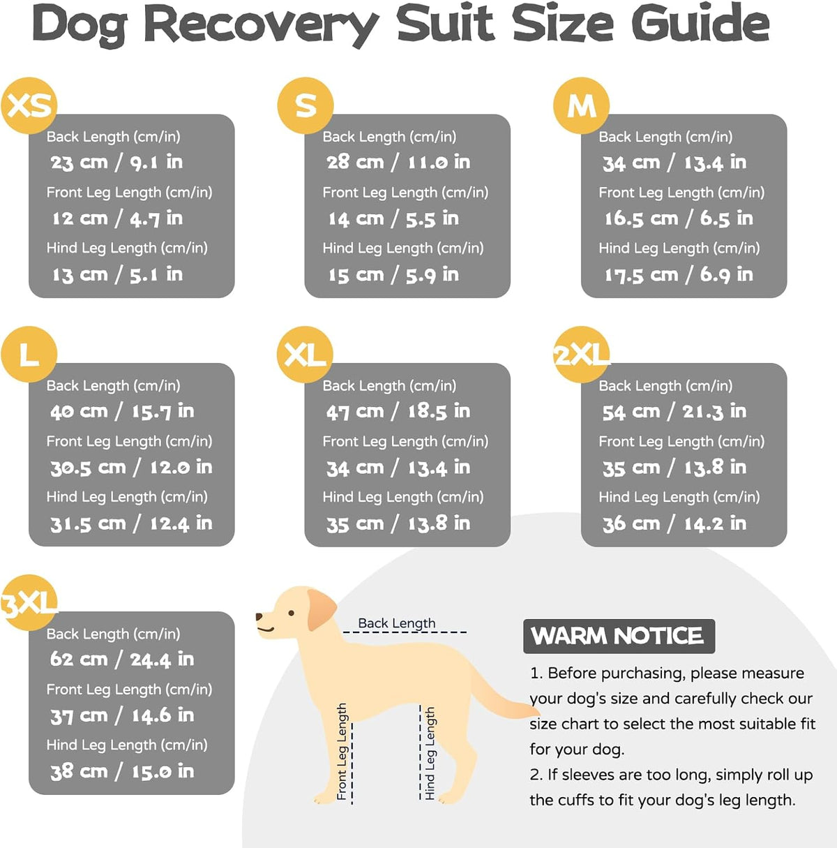 Rear view of dog recovery suit with zipper detail