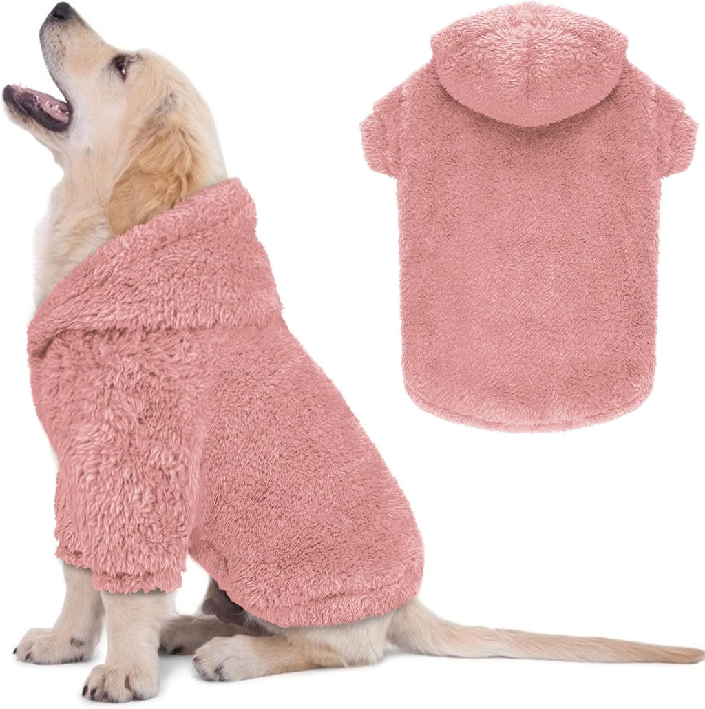Fuzzy Dog Hoodie Dog Sweaters for Large Dogs Soft Double-Sided Plush Fleece Sweater Clothes Coats Hoodie Sherpa Hooded Sweatshirt(Grey-L) - Image 13