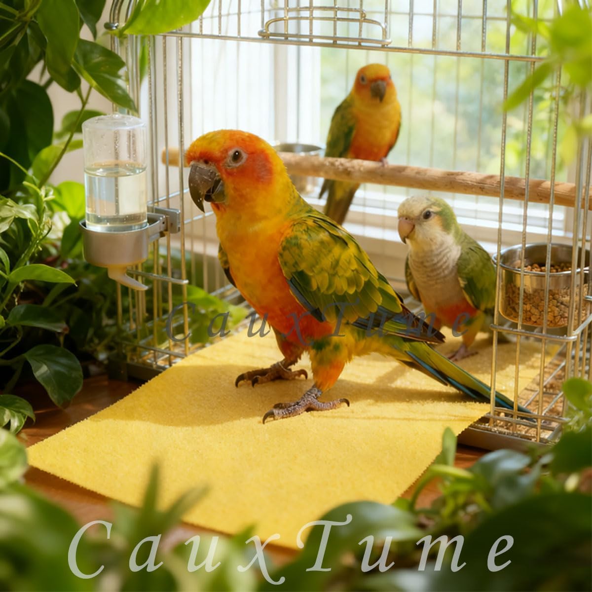 Close up of textured gravel paper surface for bird cage