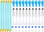 Full layout of the 15-piece disposable canine breeding supplies including gloves.