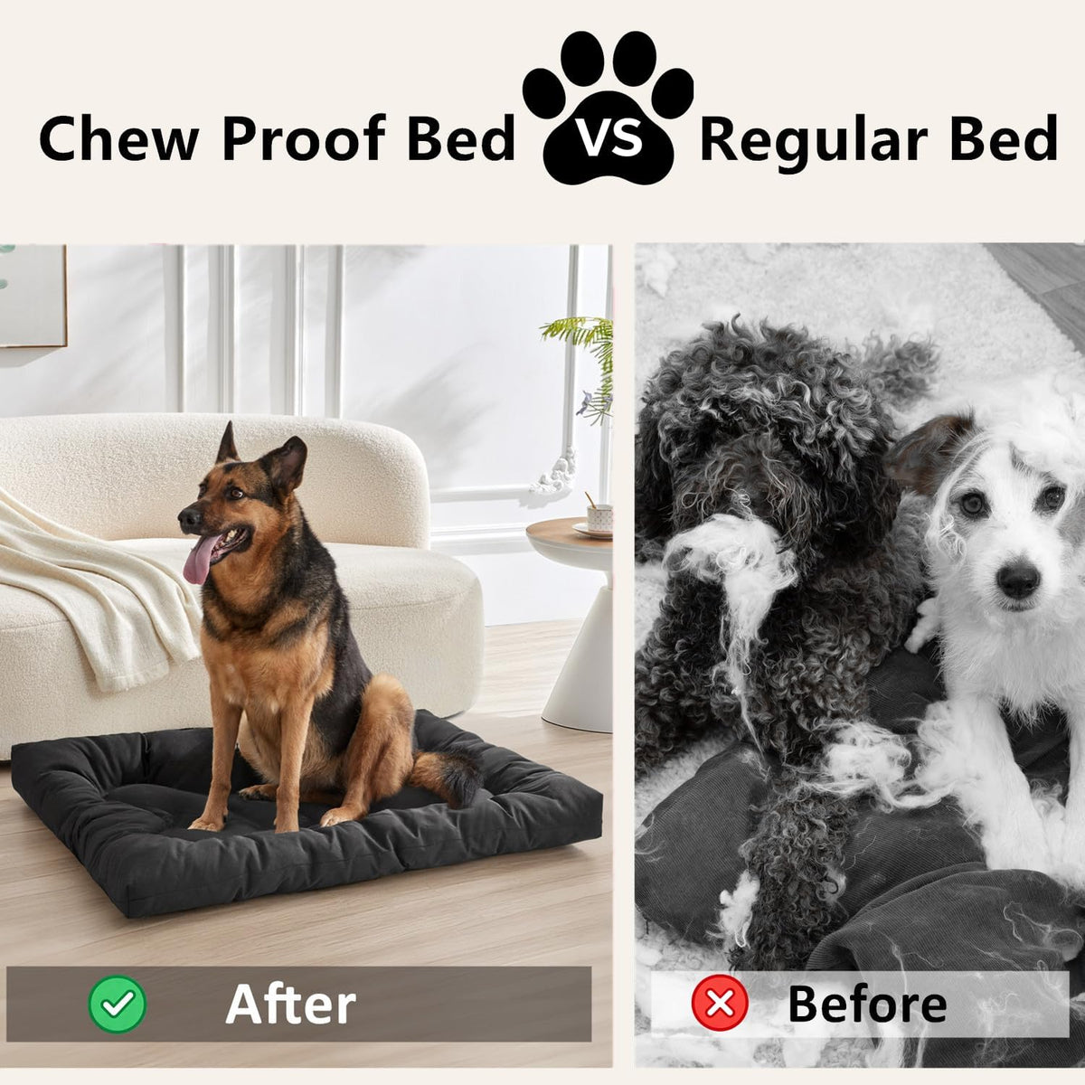 Large dog resting on heavy duty chew resistant mat
