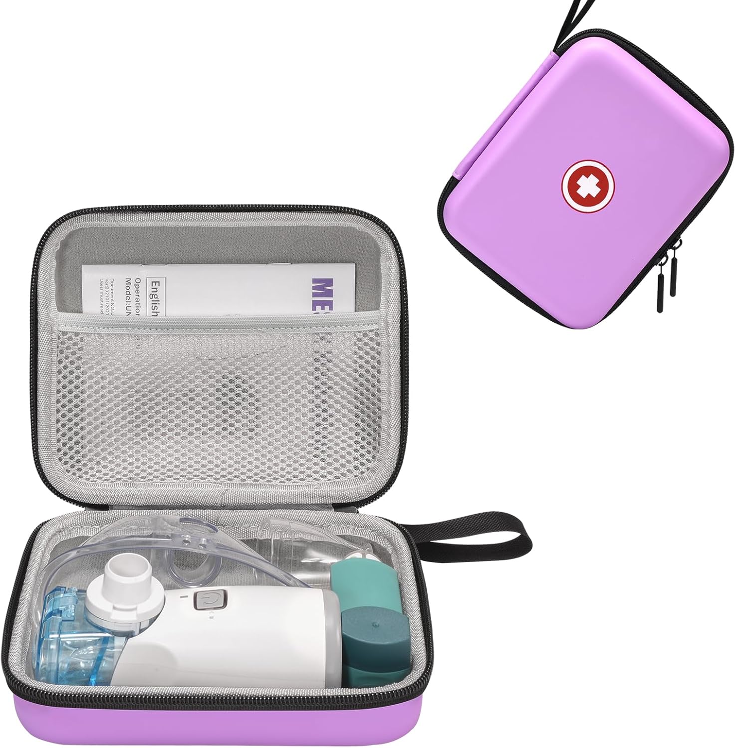 Klawdsky portable nebulizer carrying case front view purple medical storage bag