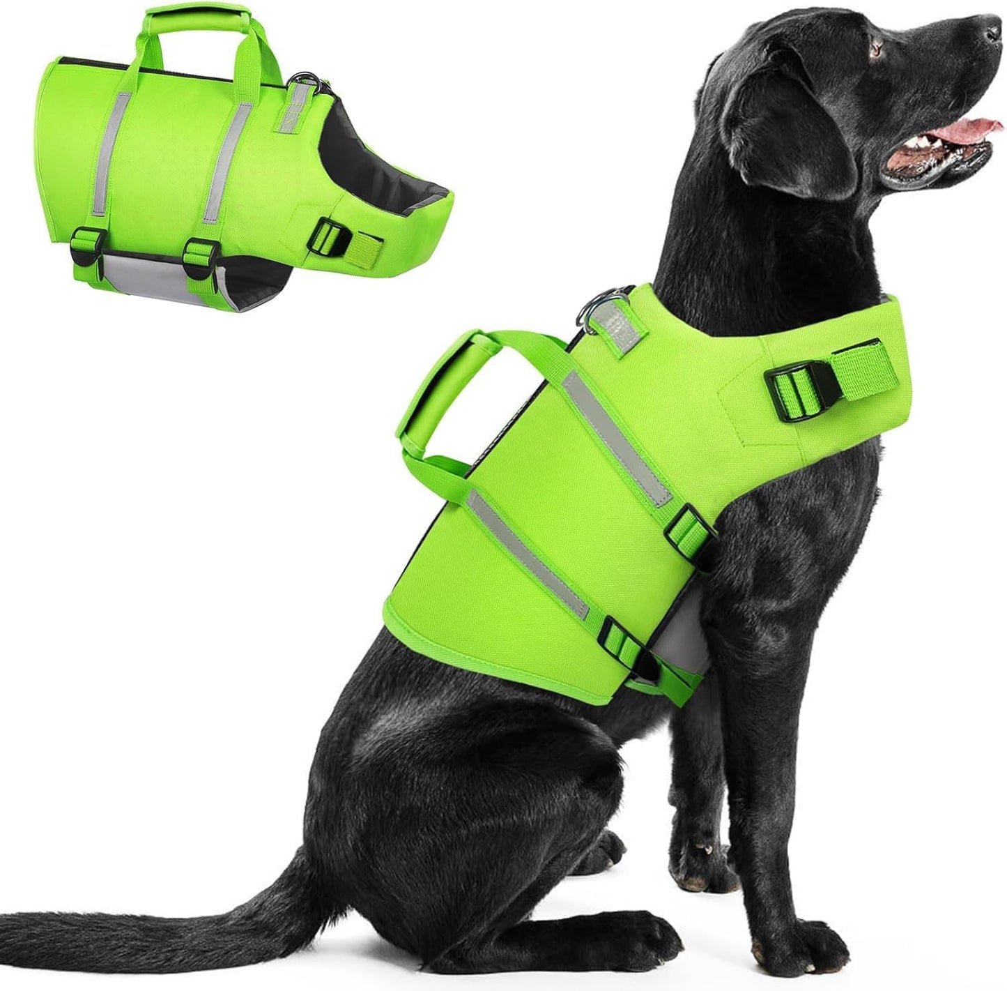 Queenmore Dog Life Jacket, Large Dog Life Vest, High Floating Dog Life Vest for Swimming, Adjustable Pet Lifesaver for Boating, Water Vest for Large Breed with Back Zip, Rescue Handle, Hook (Blue L) - Image 10