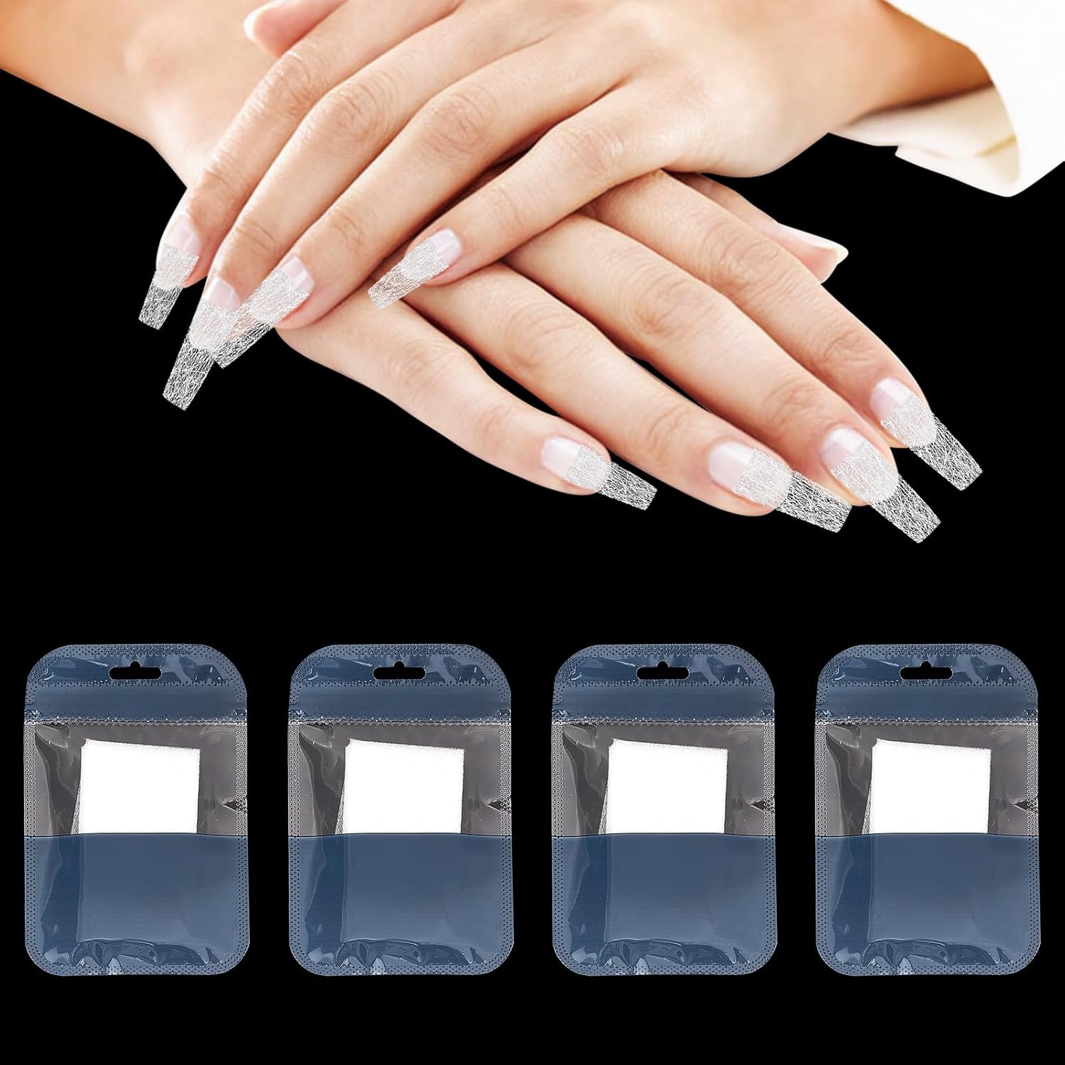 Niceneeded 80 pieces white nail extension fiberglass kit front view