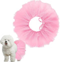 Locmeo dog tutu tulle skirt in hot pink front view on a small puppy