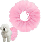 Locmeo dog tutu tulle skirt in hot pink front view on a small puppy