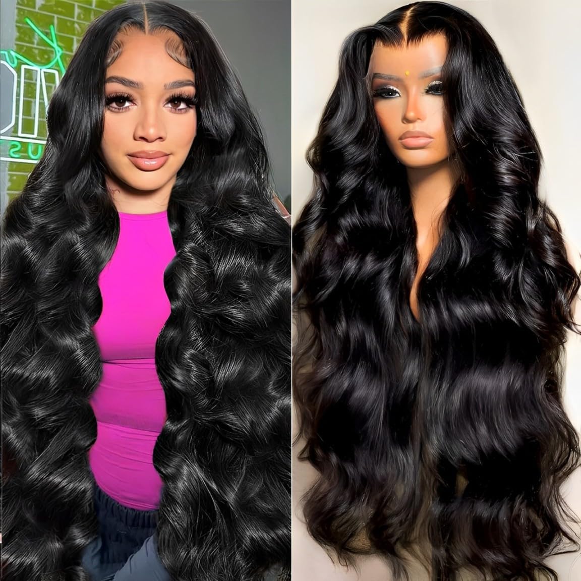 Celaude Oveflect 30 inch 13x6 HD lace front human hair wig front view
