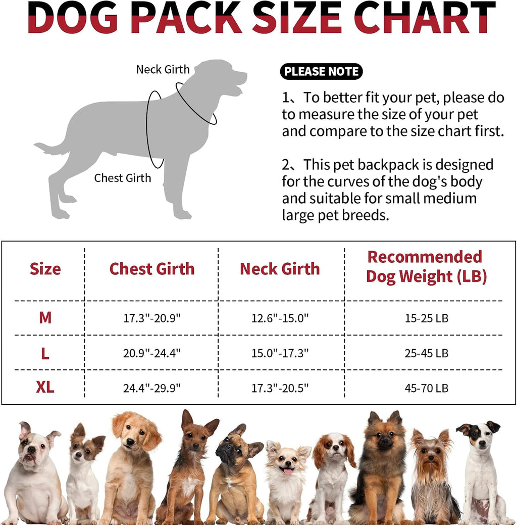 DENTRUN dog backpack hiking walking training running vest with visible reflective safety strips