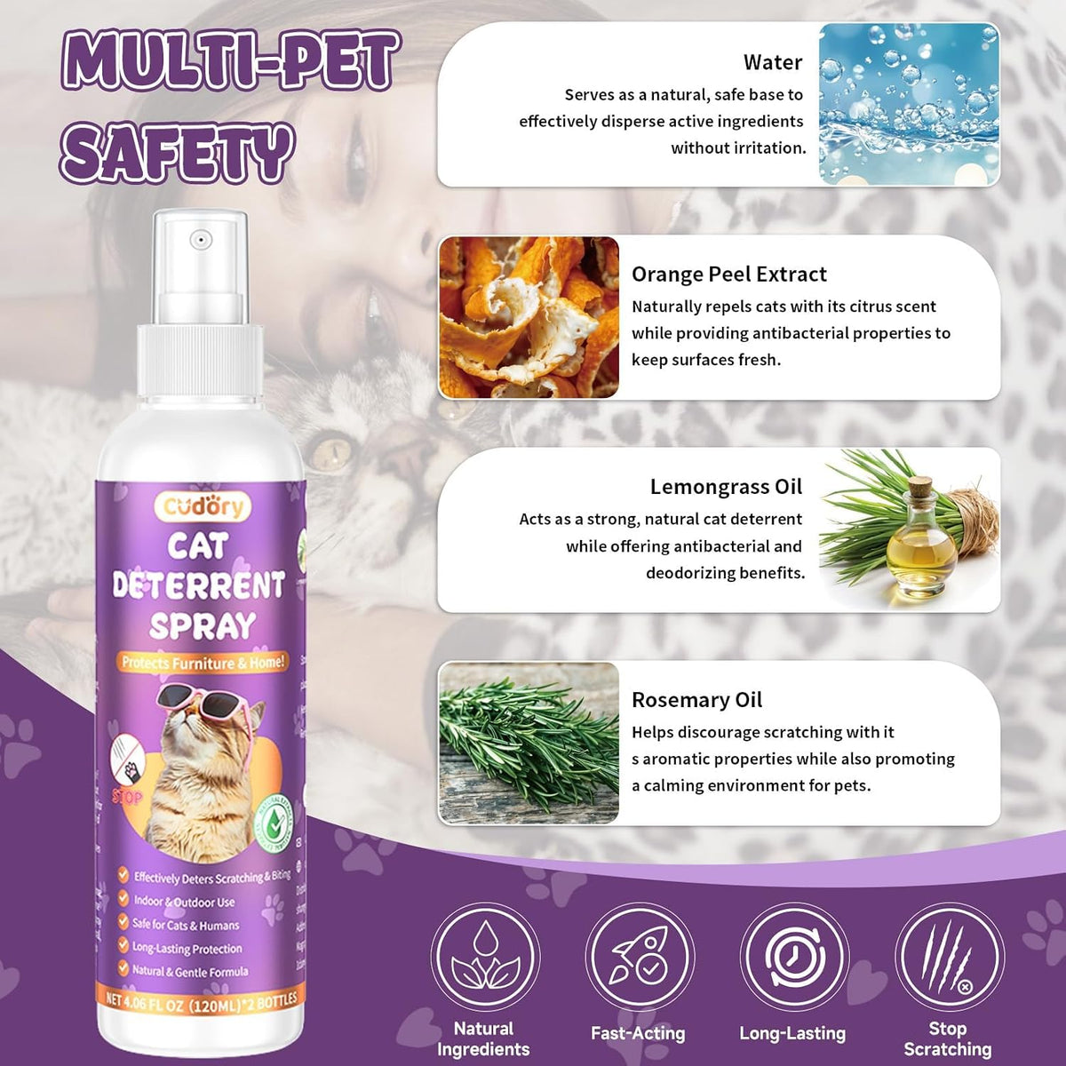 Anti scratch repellent spray applied to a living room fabric sofa corner